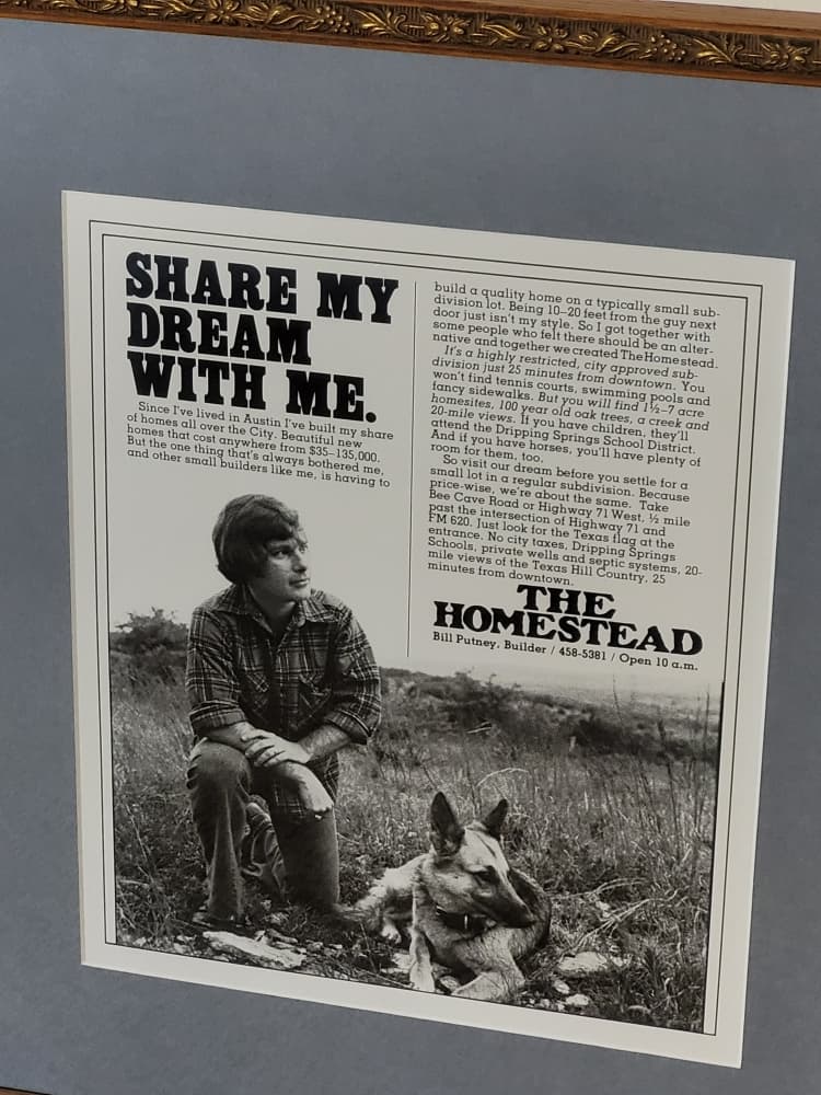 
Bill Putney and his dog Gillian are featured in an early ad for The Homestead. (Courtesy of the Putney family)