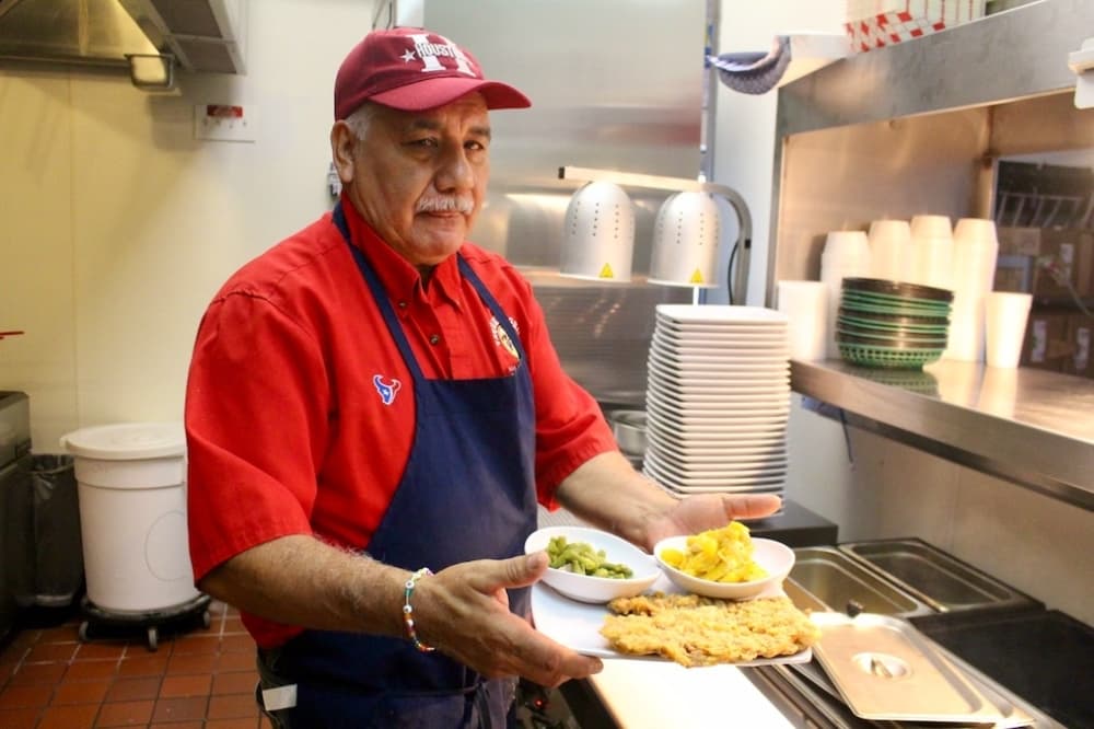 The steak ($12.99-$13.49) is served with a choice of two sides, such as macaroni and cheese, mashed potatoes or green beans. (Jishnu Nair/Community Impact Newspaper)