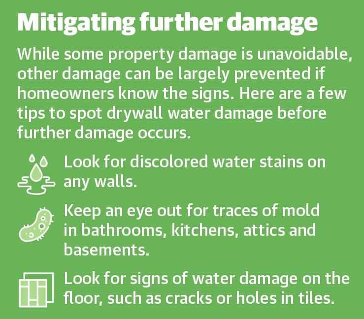 While some property damage is unavoidable, other damage can be largely prevented if homeowners know the signs. Here are a few tips to spot drywall water damage before further damage occurs. (Ronald Winters/Community Impact Newspaper) 
