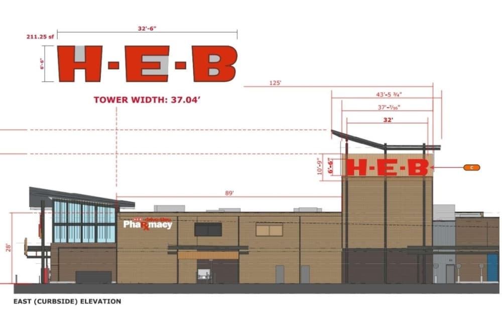 H-E-B variance request approved for larger signage on tower of Frisco store