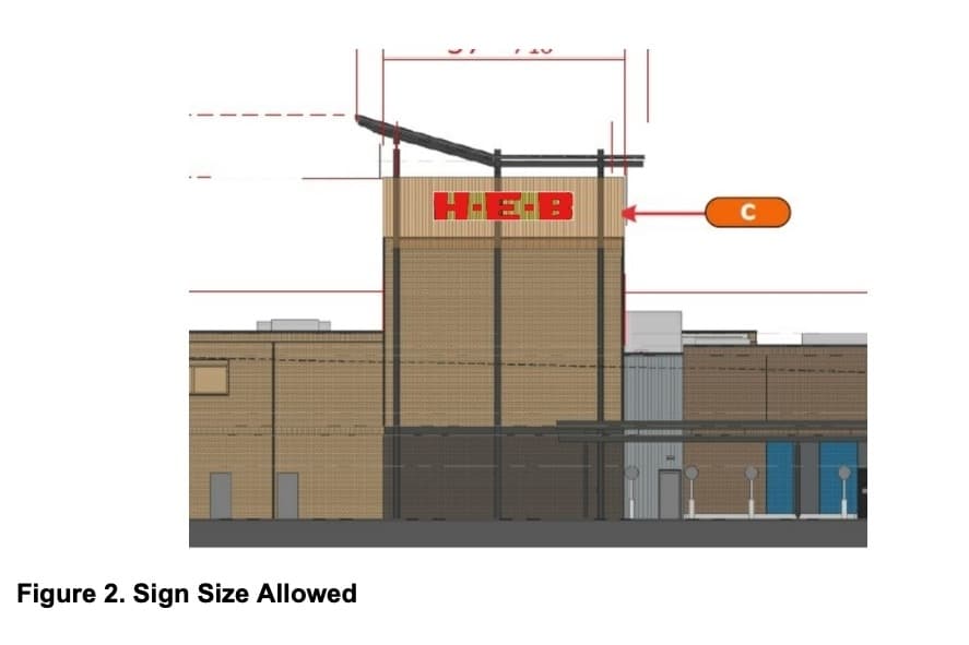 This rendering shows the allowed sign size in this area. (Courtesy city of Frisco)