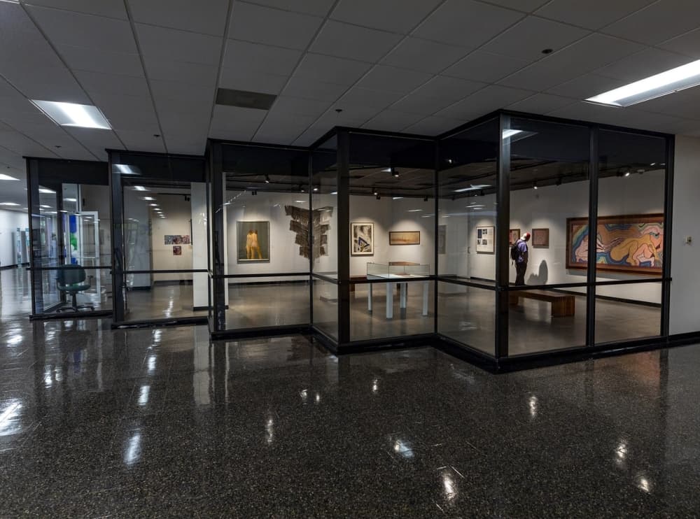 UHCL's main gallery features pieces from Judy Chicago’s "Birth Trinity" and “Dinner Party." (Courtesy UHCL)