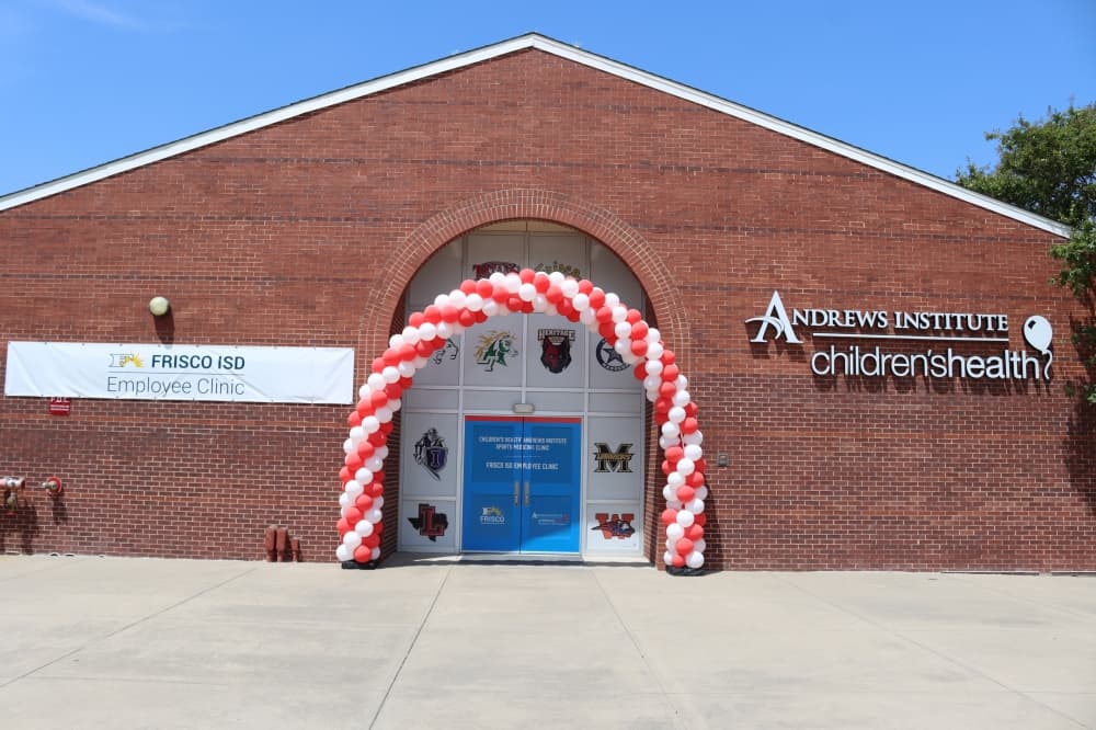 The Children’s Health Andrews Institute for Orthopaedics & Sports Medicine and Frisco ISD Employee Clinic are located at 6950 Stadium Lane, Frisco. (Grant Johnson/Community Impact Newspaper)