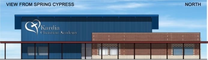 Located at 10555 Spring Cypress Road, Houston, Kardia Christian Academy is a private K-6 Christian school and ministry of Windwood Presbyterian Church. (Rendering courtesy Kardia Christian Academy)