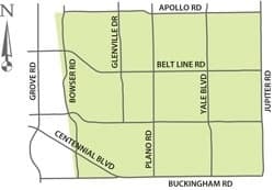 The area being sprayed is from Apollo Road heading south toward Buckingham Road and Bowser Road heading east toward Jupiter Road. (Courtesy city of Richardson)