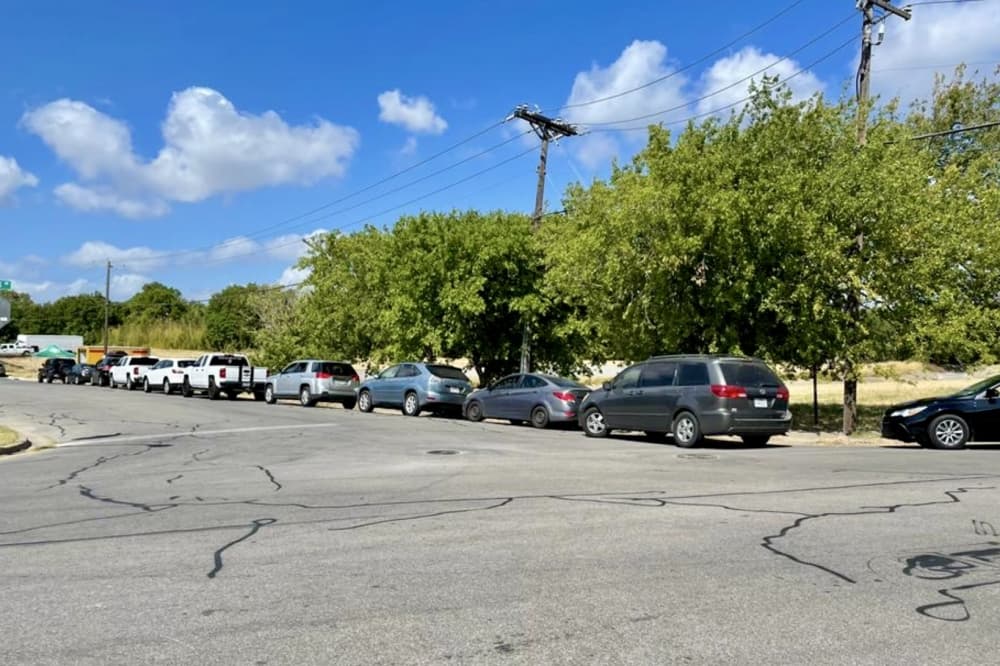 Line of cars waiting on the road