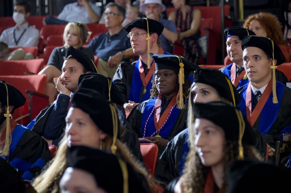 Students during the May 2022 joint commencement for the Graduate School of Biomedical Sciences and the UTMB School of Public & Population Health
