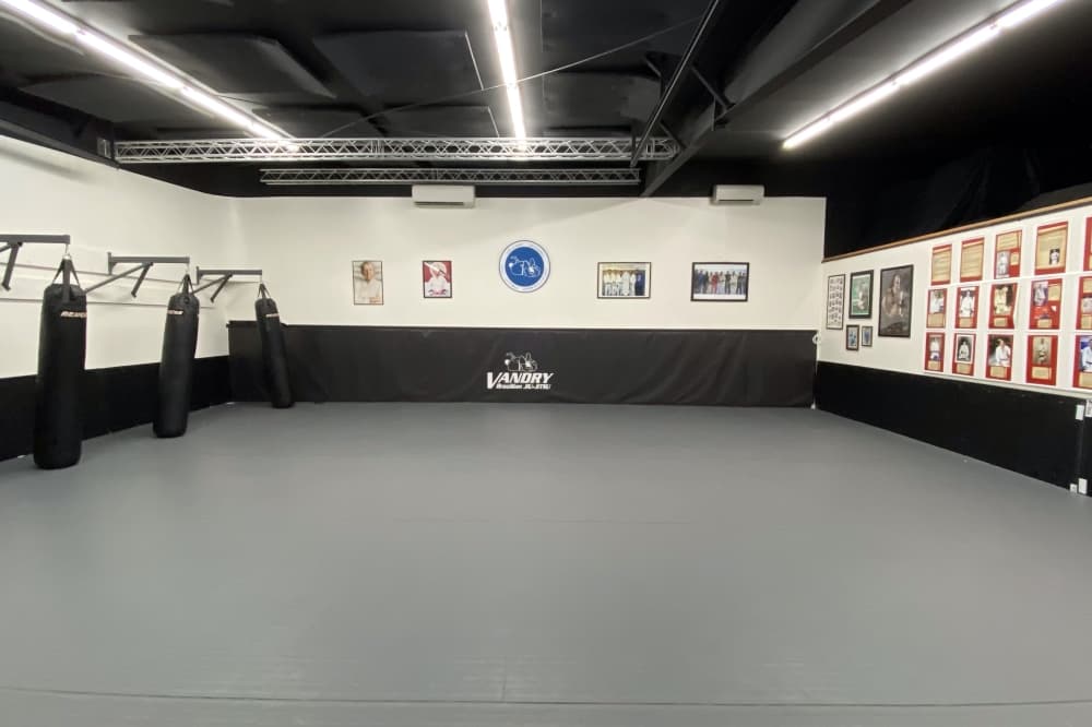 Inside of a building with space for martial arts