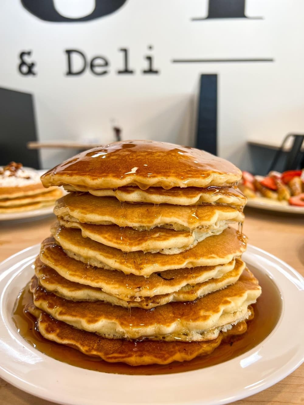 Texas Stack of Pancakes served at Roost Chicken Salad & Deli comes with nine pancakes. $11.99 (Roost Chicken Salad and Deli/Community Impact)