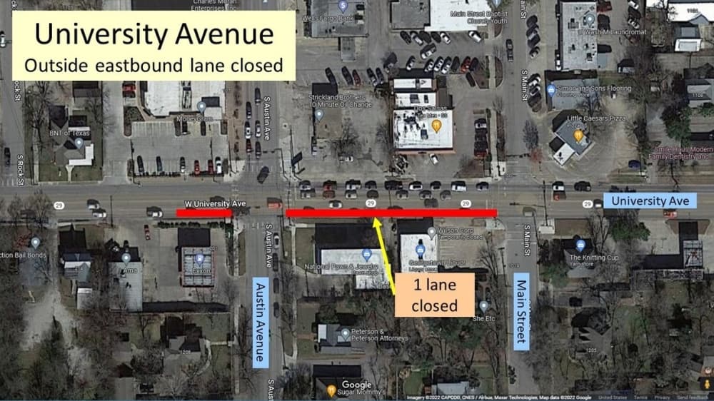 University Avenue lane in Georgetown closed for 2 weeks