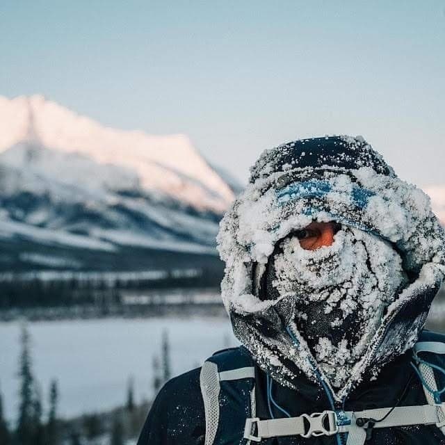 man cold in snow