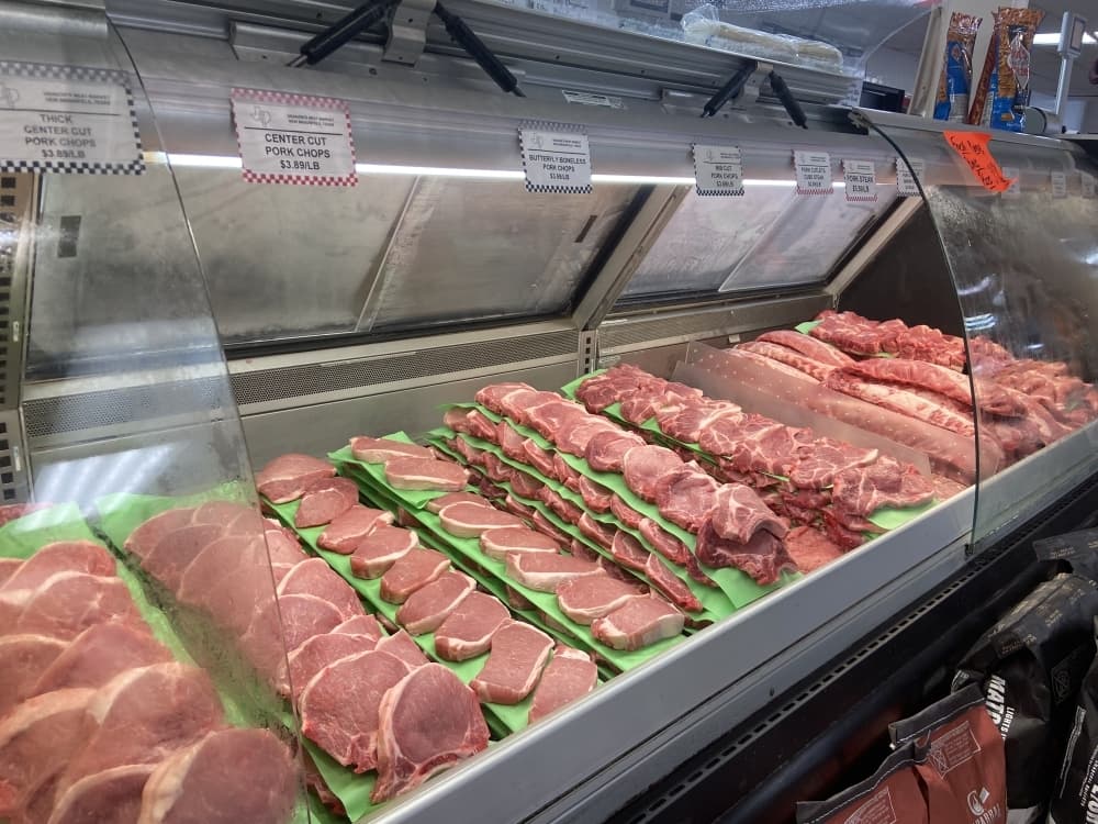 Fresh pork at Granzin's Market (Christopher Green/Community Impact Newspaper)