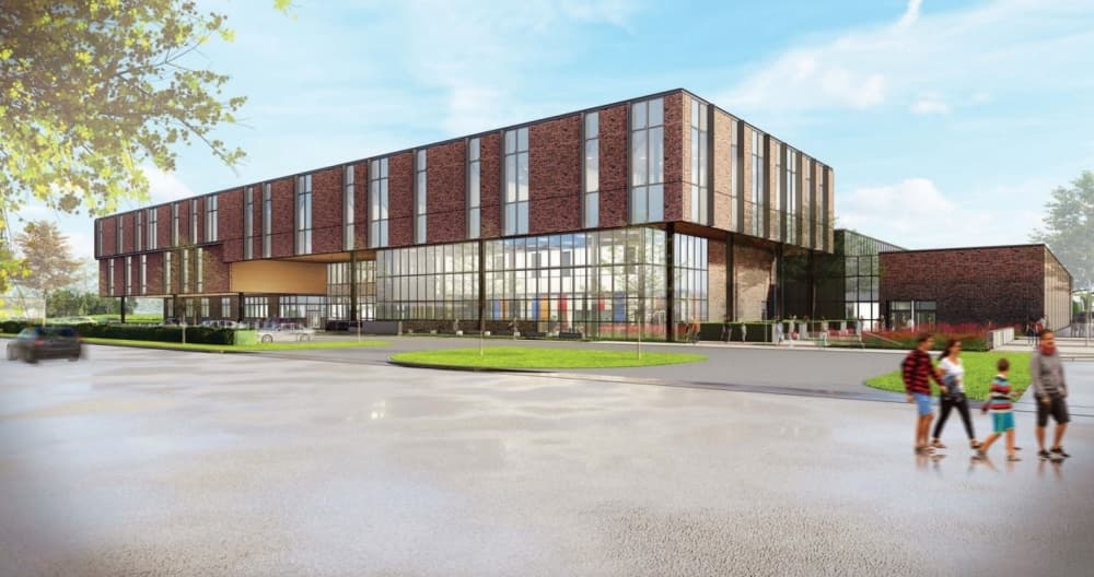 A rendering shows the new Lake Highlands Middle School being constructed. (Courtesy Richardson ISD)