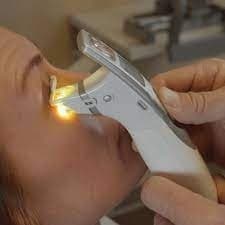 The iLux treatment uses a handheld device that warms both sides of the eyelid and then gently squeezes the lid to express the clogged oil glands. Pflugerville Vision Care treats both upper and lower lids. 