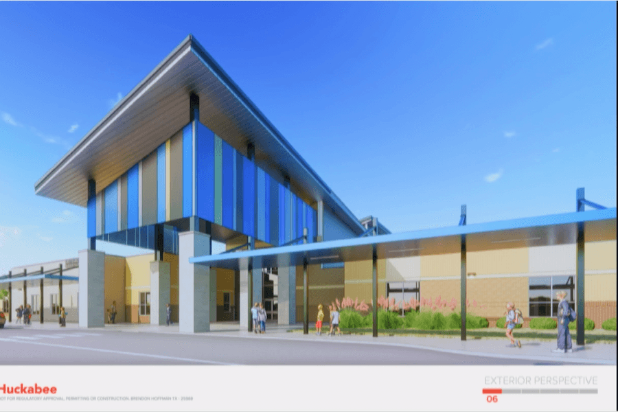 The exterior of the school is designed to reflect the designs of the surrounding community. (Rendering courtesy Huckabee Architects/Cy-Fair ISD)