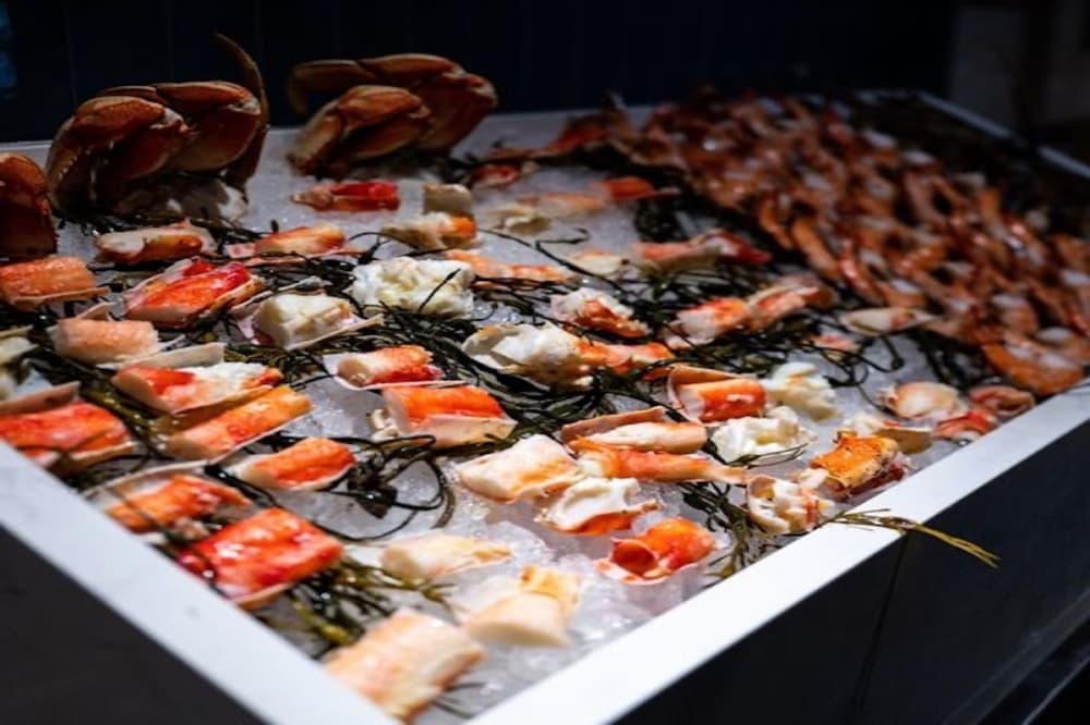 Raw seafood on ice