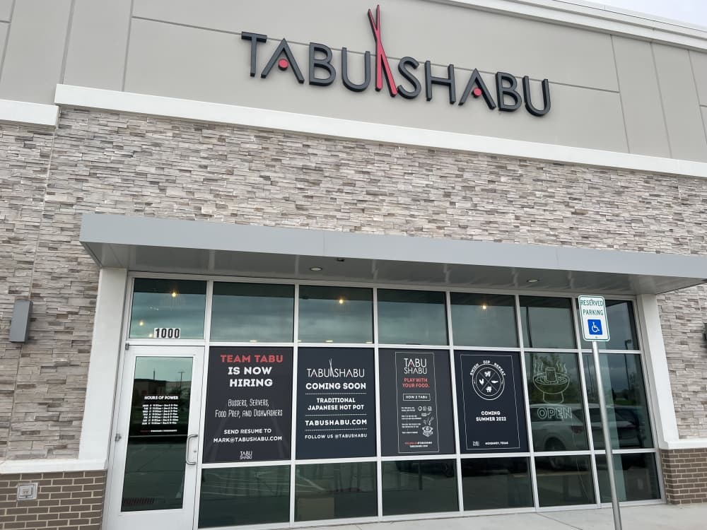 Exterior of Tabu Shabu restaurant building.