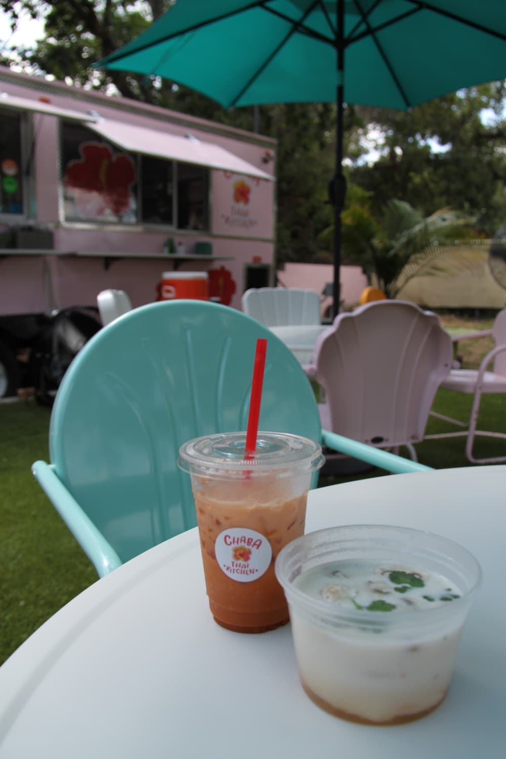 Chaba Kitchen recommends iced Thai tea with milk and a soup as an accompaniment to any main dish on the menu. (Sumaiya Malik/Community Impact Newspaper)
