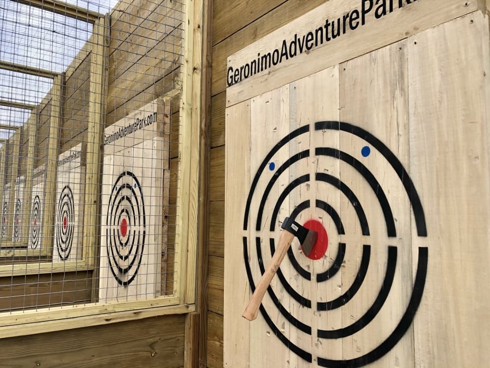 Geronimo Adventure Park offers zip lining, ax throwing and rock climbing, among other activities. (Courtesy Geronimo Adventure Park)