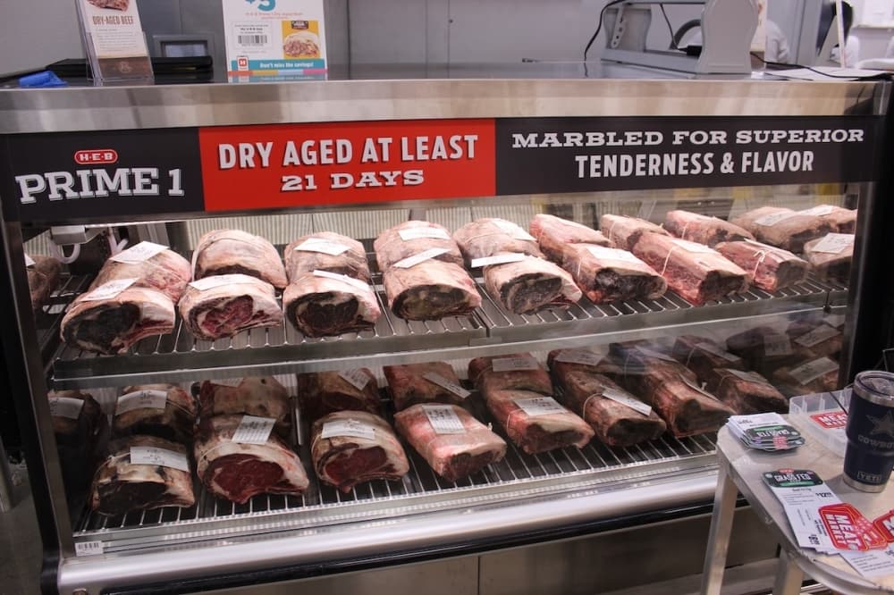 Some H-E-B meat is dried for at least 21 days before being sold. (Colby Farr/Community Impact Newspaper)