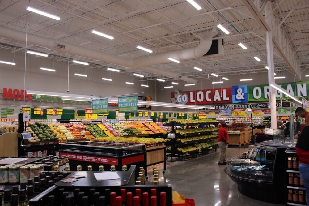 Fresh fruit and vegetables are immediately accessible at the front of the H-E-B store in Frisco. (Colby Farr/Community Impact Newspaper)