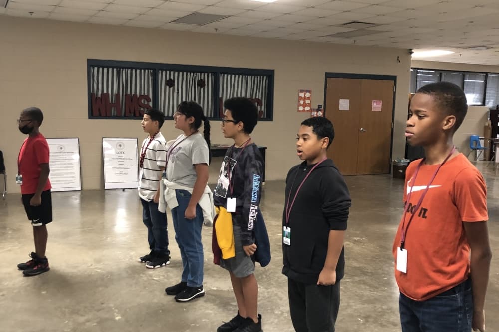 LOTC students stand at attention. (Judson ISD)