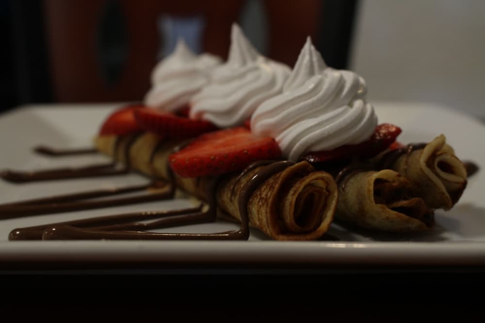 JJ's Cafe serves a variety of crepes, including chocolate crepes. (Jackson King/Community Impact Newspaper)