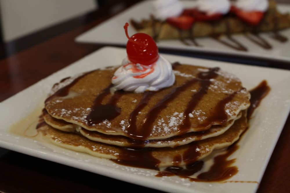 JJ's Cafe's tres leches pancakes are a sweet alternative to the traditional breakfast dish. (Jackson King/Community Impact Newspaper)