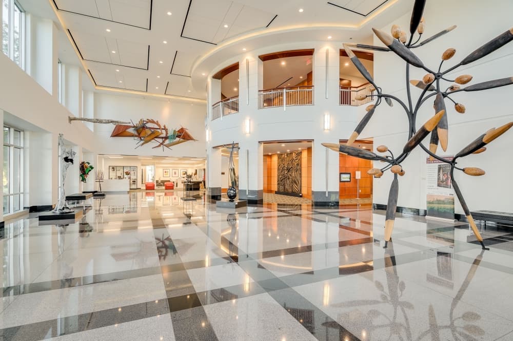 Texas Sculpture Garden's interior lobby at 6801 Gaylord Parkway is seen. (Courtesy Hall Park)