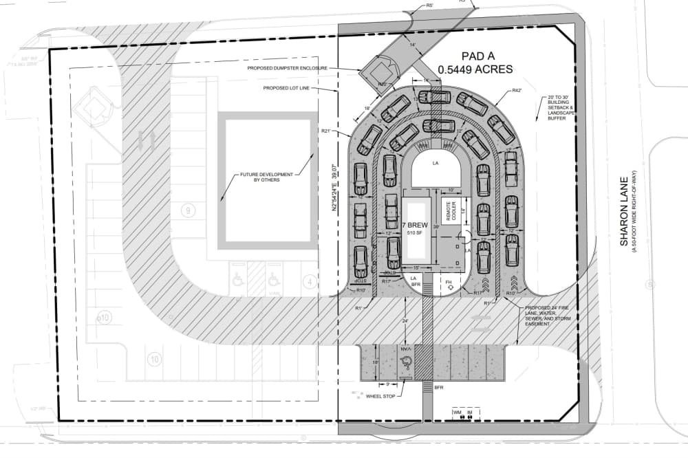 Site plan for Seven Brew Coffee in McKinney