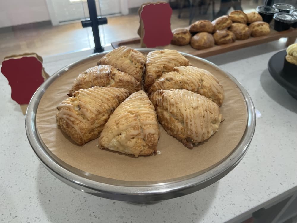 The local bakery also carries scones. (Zacharia Washington/Community Impact) 