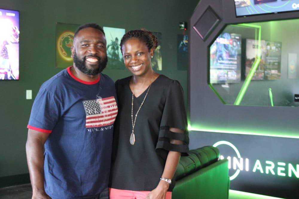 Folahan and Irene Ayoola own Be Legend Gaming in Highland Village. (Samantha Douty/ Community Impact)