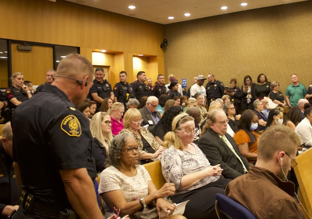 Harris County tax rate vote stalled for third time as law enforcement appear en masse at commissioners court