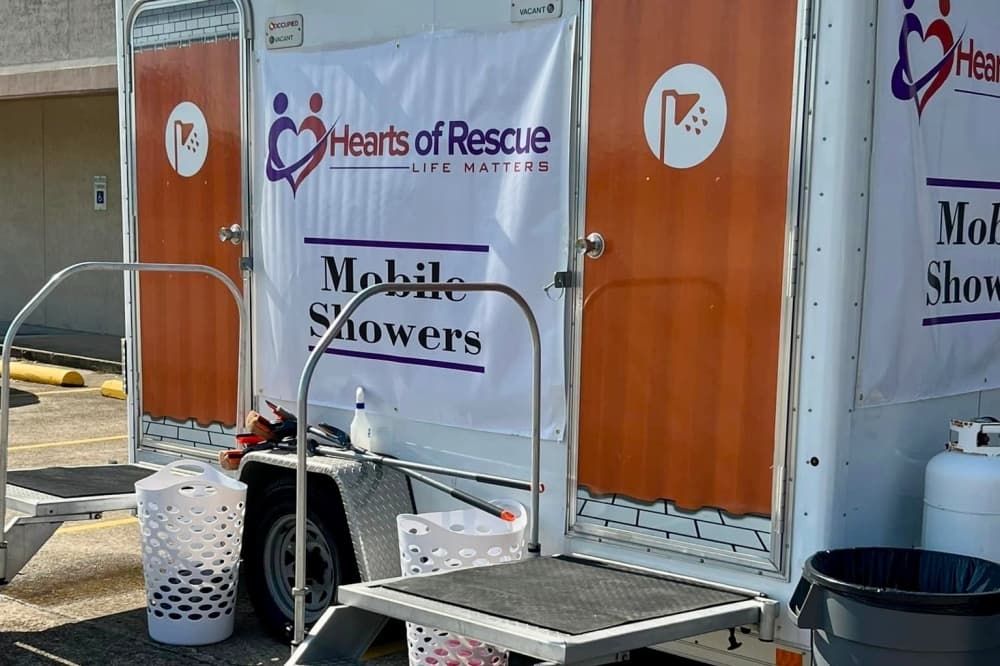 On July 16, local nonprofit Hearts of Rescue relaunched, shifting focus from providing food to homeless shelters to providing shower and hygiene services to unhoused members of the community. (Courtesy Hearts of Rescue)
