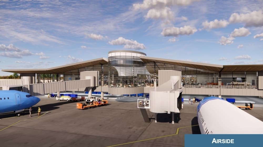 A glass front would provide plenty of sightlines for watching aircraft depart and arrive. (Rendering courtesy city of McKinney)
