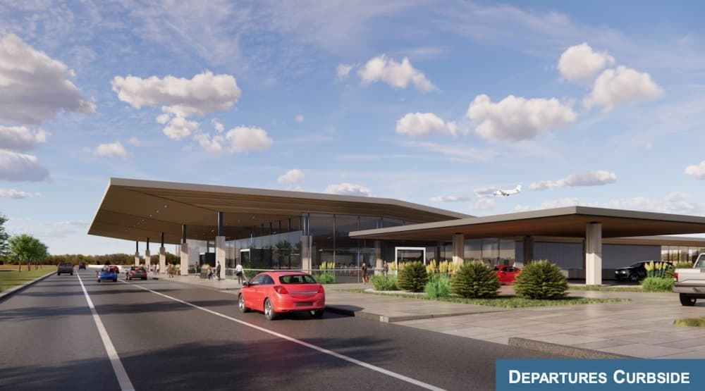 This rendering shows the front of the proposed new terminal that would accept commercial passengers. (Rendering courtesy city of McKinney)