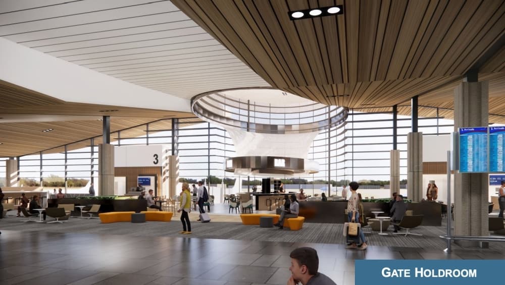 Inside the new terminal passengers would find four gates, food and beverage options. (Rendering courtesy city of McKinney)