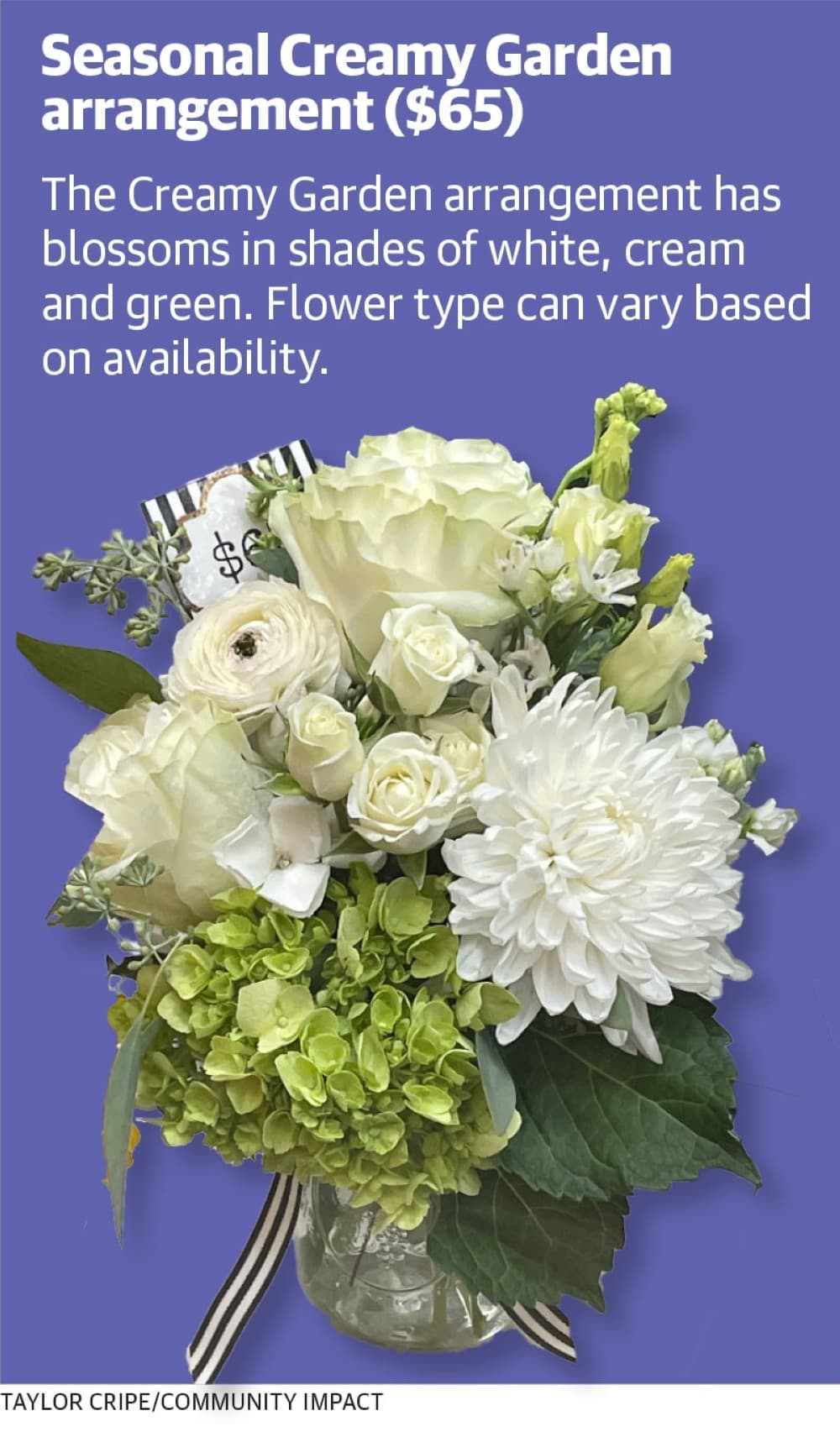 seasonal creamy garden arrangement 