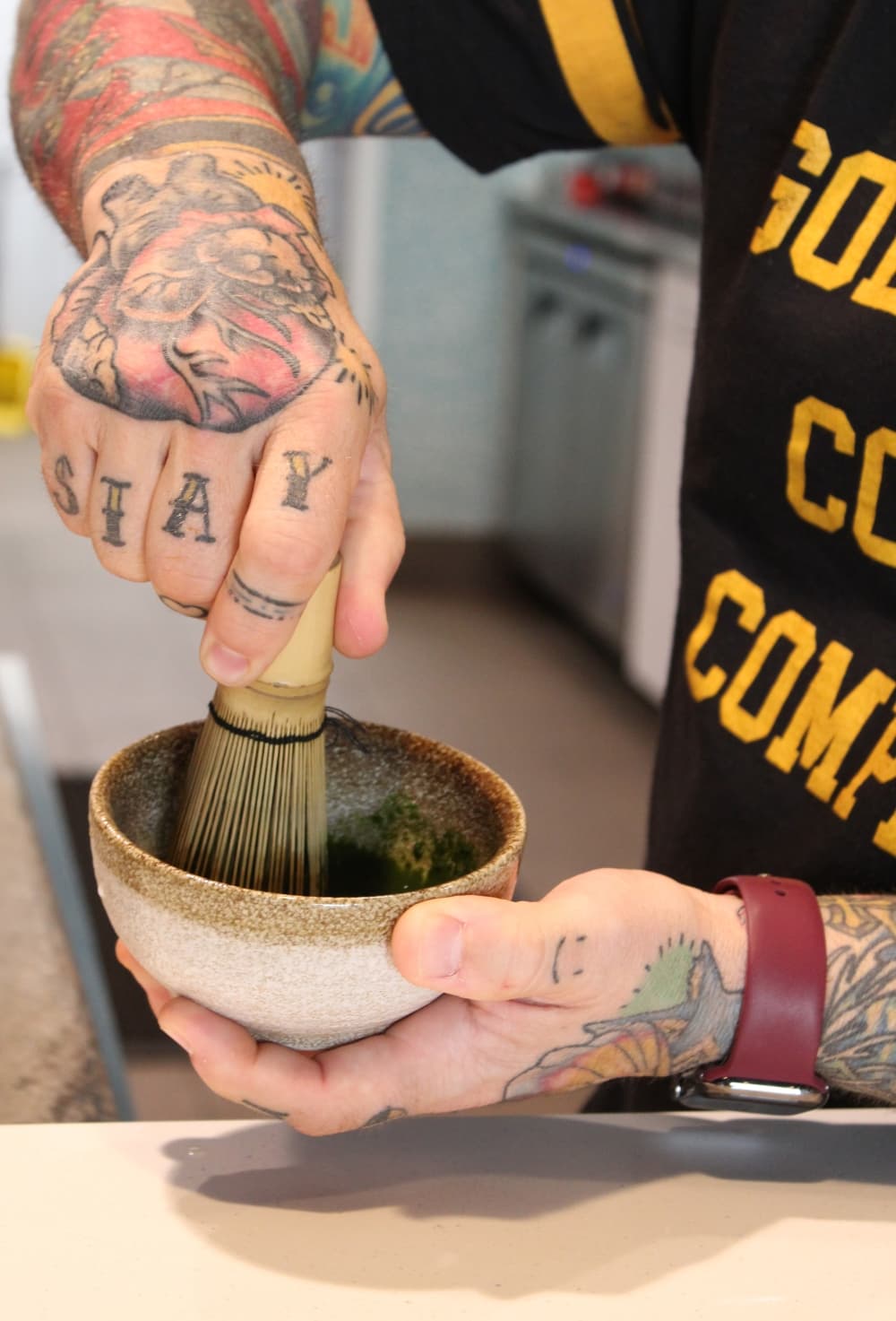 stirring in bowl
