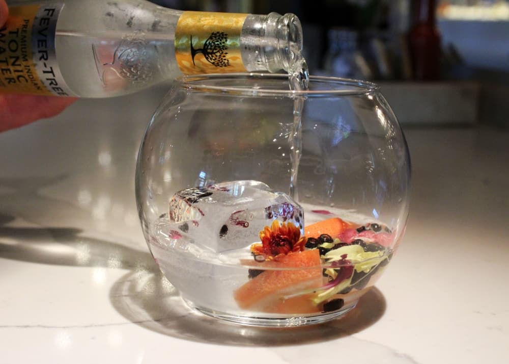 alcohol being poured into glass