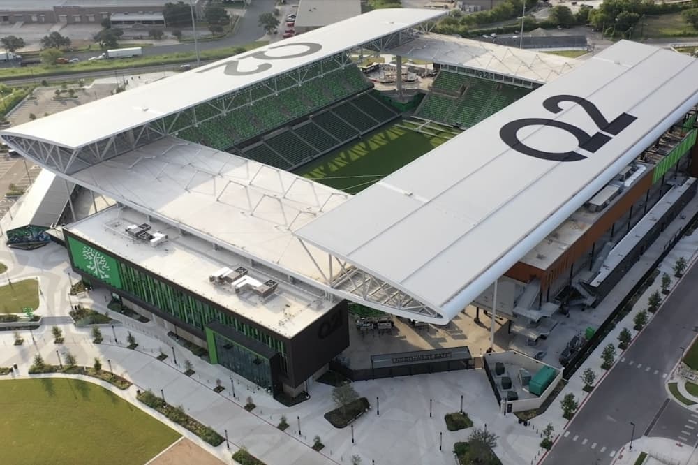 Drone view of the Q2 stadium