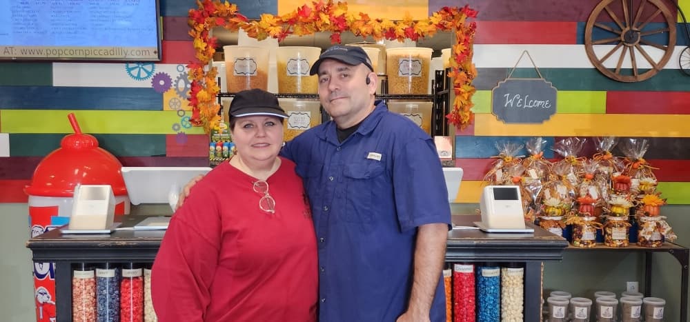 Tammy and Theo Marsh opened Popcorn Piccadilly in 2017. (Jarrett Whitener/Community Impact Newspaper)