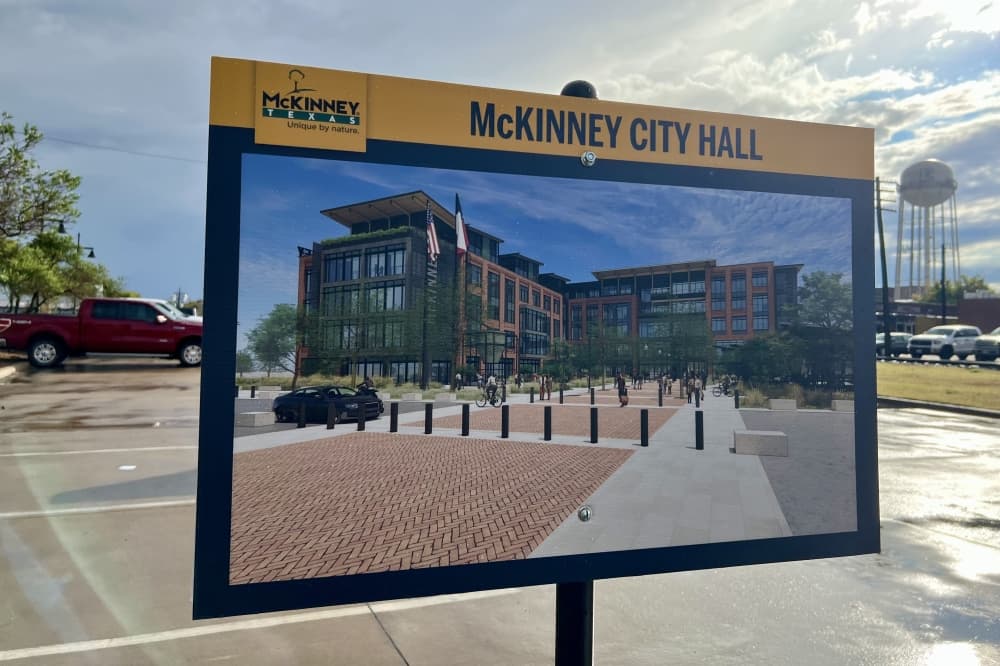 The event included various renderings of the future city hall site. (Shelbie Hamilton/Community Impact)