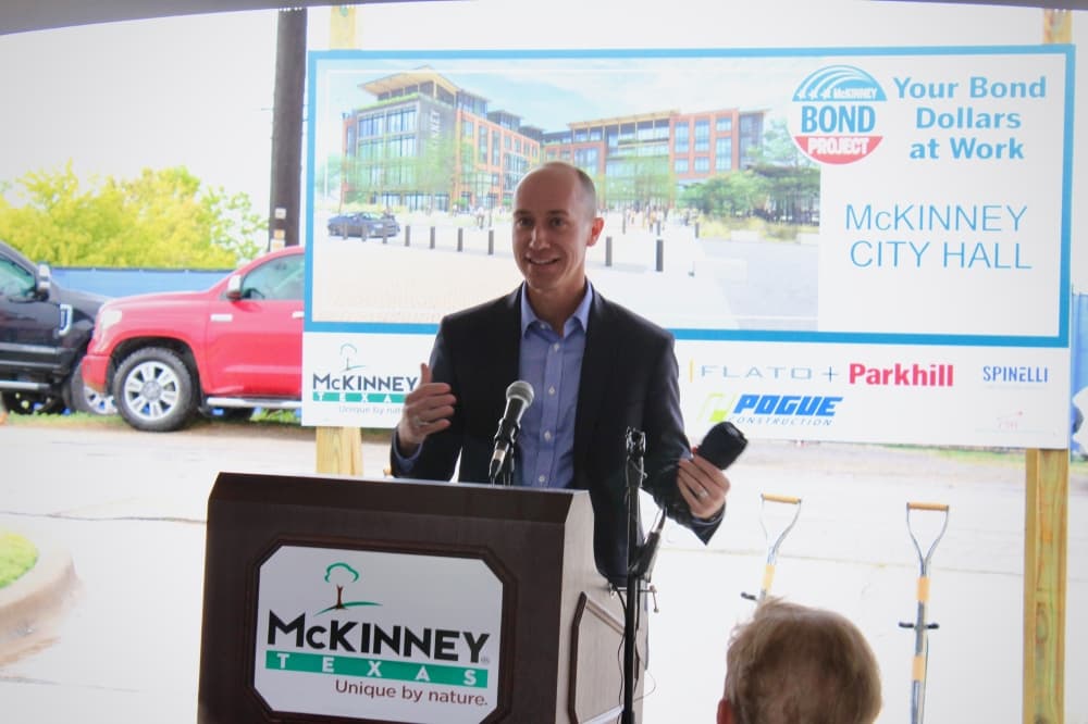 Scott Nelson, a representative of architectural firm Parkhill, gave remarks at the event. (Shelbie Hamilton/Community Impact)