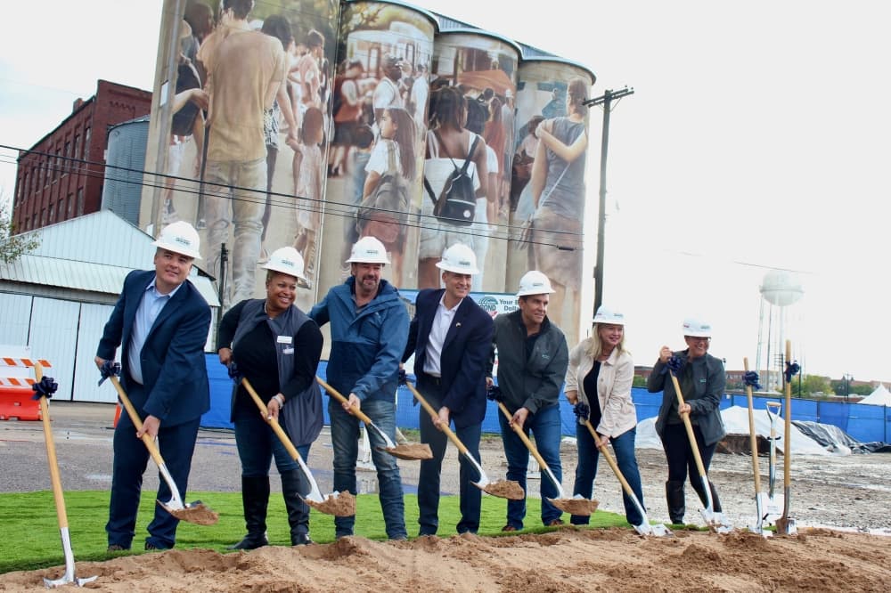 City staff members helped to break ground on the new city hall project. (Shelbie Hamilton/Community Impact)