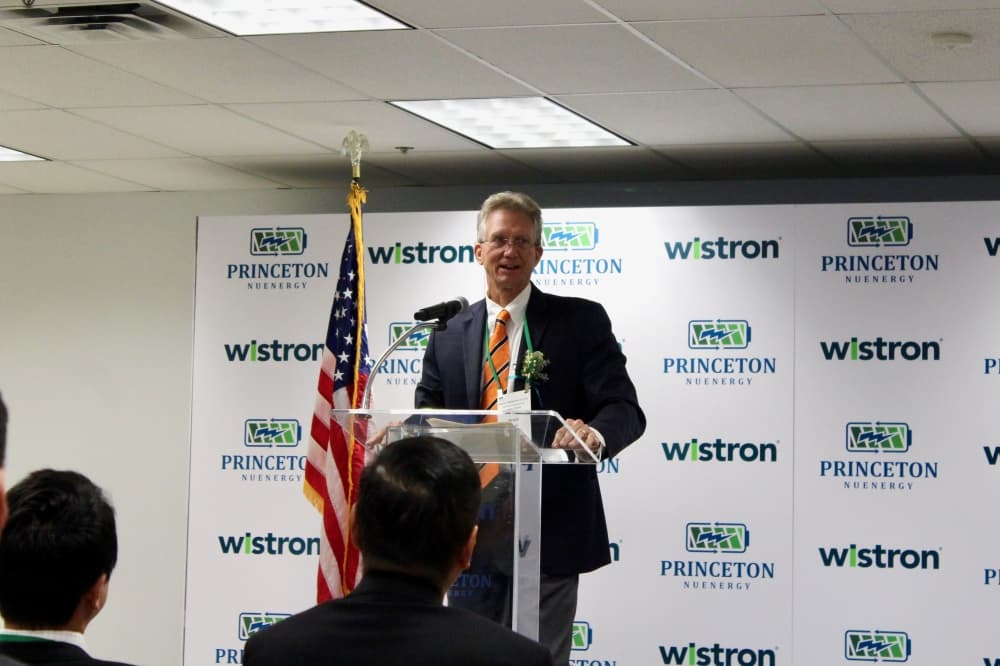 Princeton NuEnergy Co-Founder and Princeton University Professor Bruce Koel spoke about his background and work in surface chemistry and plasma physics. (Shelbie Hamilton/Community Impact)