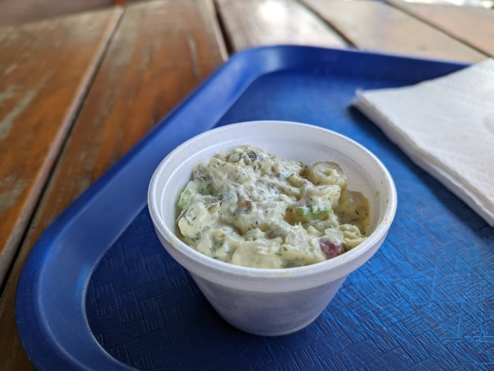 Jalapeno potato salad ($1.75): Celery, jalapeño and mayonnaise are mixed to create a Tex-Mex spin on a classic potato salad. 