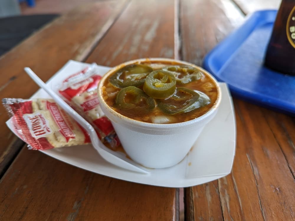 Bubba's bison chile ($5): Chile is served with ground bison and topped with jalapeños and cheese. 