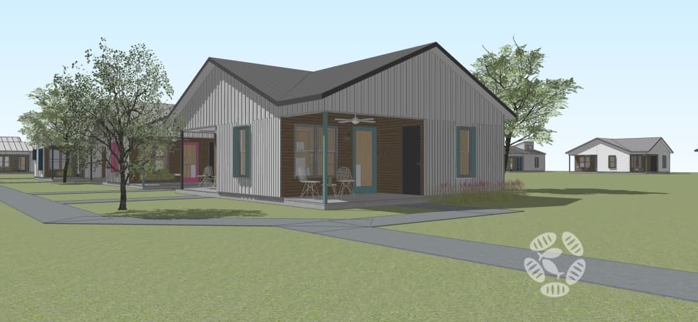 Community First! Village's expansion will feature new housing types, such as "tiny townhomes." (Rendering courtesy Mobile Loaves & Fishes)