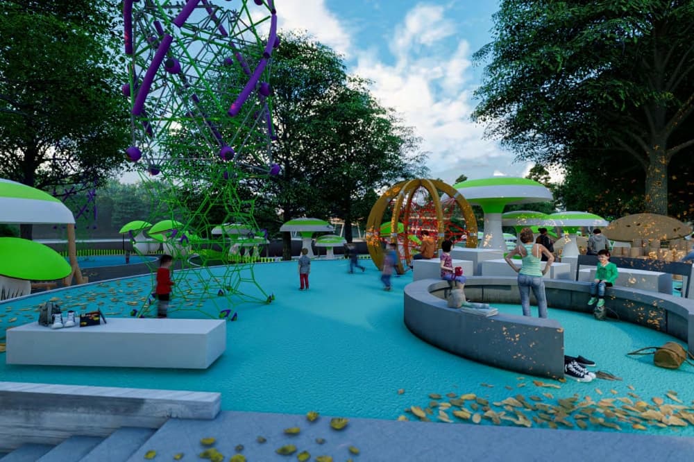 The proposed plans include new organically-inspired play structures. (Rendering courtesy city of McKinney)